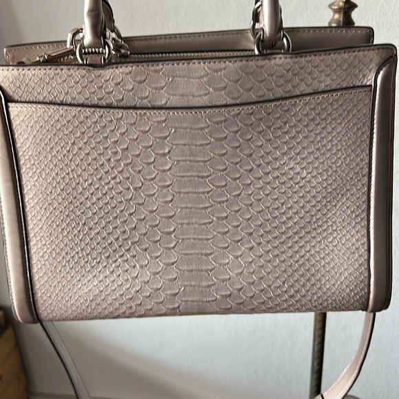 Coach Zoe Platinum Python Embossed Leather Tote/Satchel Bag w/Lock Detail - Picture 6 of 10